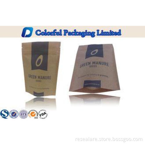 Kraft Paper PET / CPP resealable food pouches with Colorful